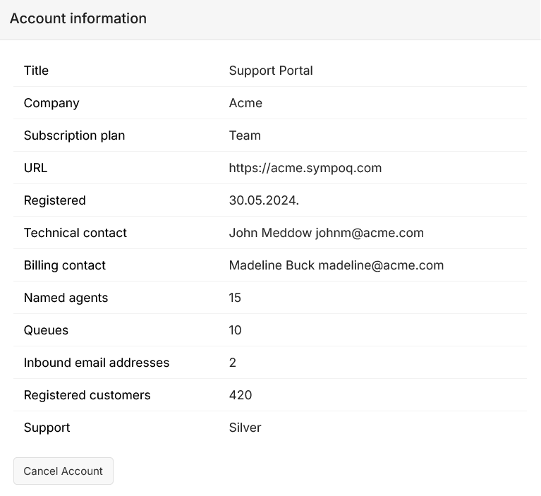 account information